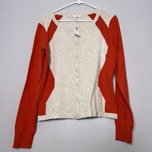 NWT Cabi Women's Cotton Sweater Red Gray Colorblock Sz M
